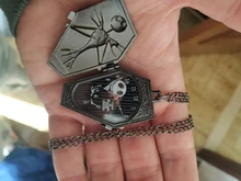 Reloj de bolsillo de cuarzo para hombre, colgante de cadena con calavera antigua, pesadilla antes de Navidad, de bronce, relojes bolsillo Vintage