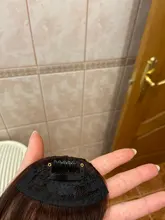 XINRAN-flequillo postizo de pelo sintético, extensión de cabello con Clip, flequillo de aire, negro y marrón