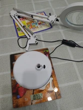 Lámpara de escritorio de lupa plegable profesional, luz LED de lectura con tres modos de atenuación, fuente de alimentación USB, 5 aumentos