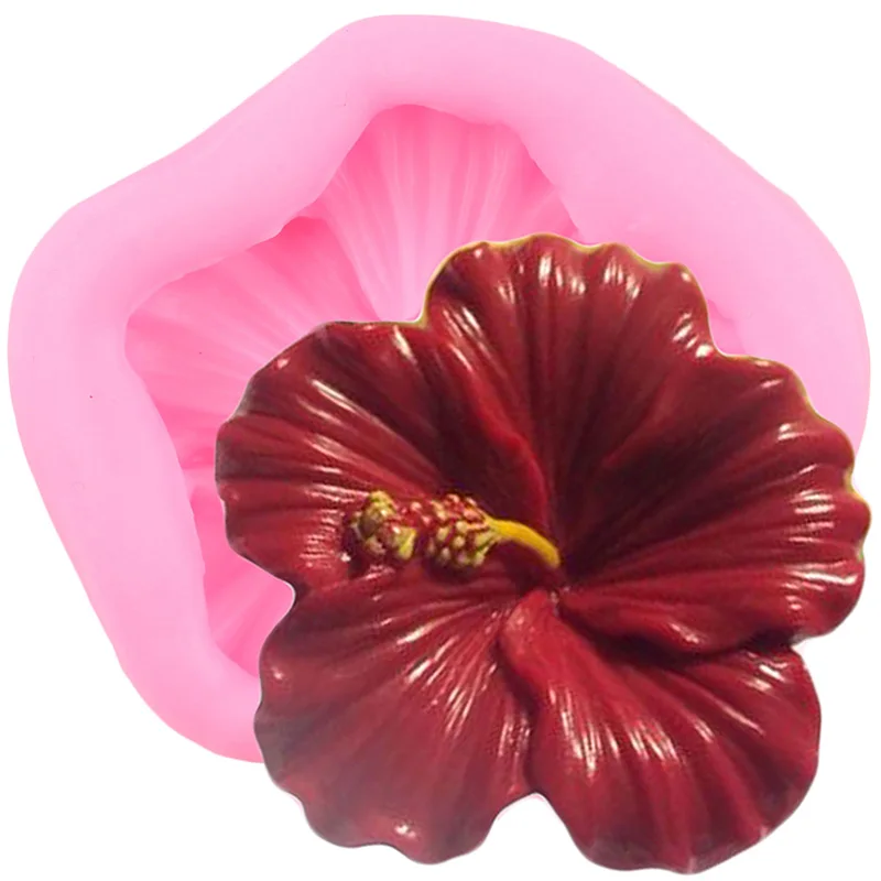 NIDONE Stampi Di Fiori In Silicone Torta Fai -da -Te Forno Mini Stampi Di Hibisco Per Decorazioni Per Cupcake 2pcs Stampo In Silicone - 4