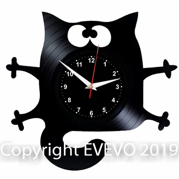 

Cat Wall Clock Vinyl Vinyl Record Retro Clock Handmade Vintage Gift Style Room Home Decorations Great Gift Clock