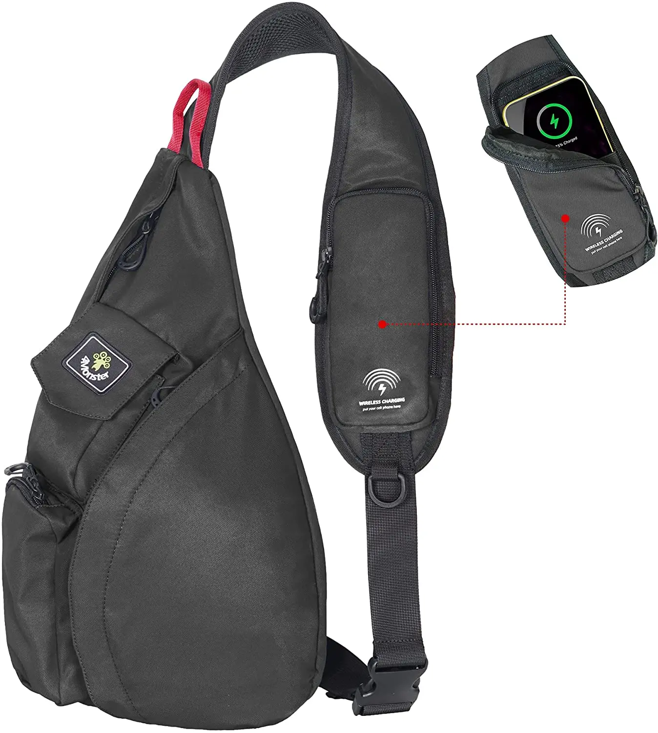 

Wireless Charger Daypack,Lightweight Crossbody Sling Backpack,Portable Chest Bag for Travel Camping Sport