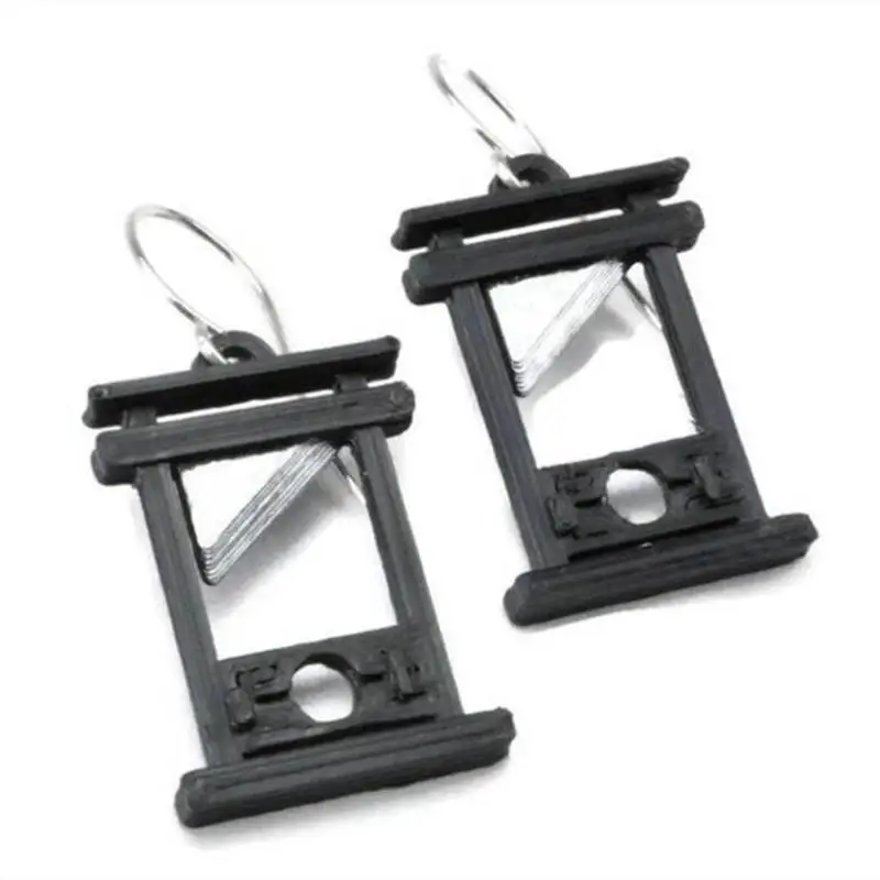 Gothic Guillotine Pendant Earrings Creative Cool Black Hooks Earrings for Women Men Female Party Halloween Punk Jewelry Bijoux 3