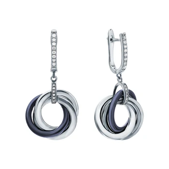 

Silver earrings with ceramics and cubic zirconia sunlight