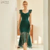 Adyce 2022 New Spaghetti Strap Lace Sleeveless Bandage Dress Sexy Women Green Midi Bodycon Club Celebrity Runway Party Dresses ► Photo 2/6