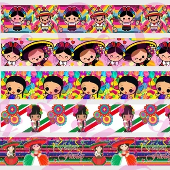 

Q&N ribbon 50Yards 16mm-75mm Mexican Independence Day Grosgrain Ribbons for DIY Bow Craft Wedding Christmas Party Decoration