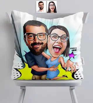 

Personalized Valentine Caricature Of Satin pillow-14 Custom Design Personalized Picture Photo Gift Options fun