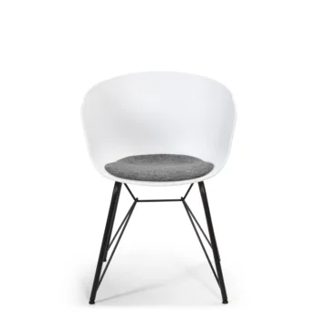 

Armchair armchair dining Alba, polyeter structure, Metal legs in black matt and up seat upholstery, 59 cm long x