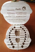 Caja de madera para dientes de bebé, organizador para dientes de leche, almacenamiento de recuerdos para bebés, regalo para bebés, Español/holandés/francés/alemán