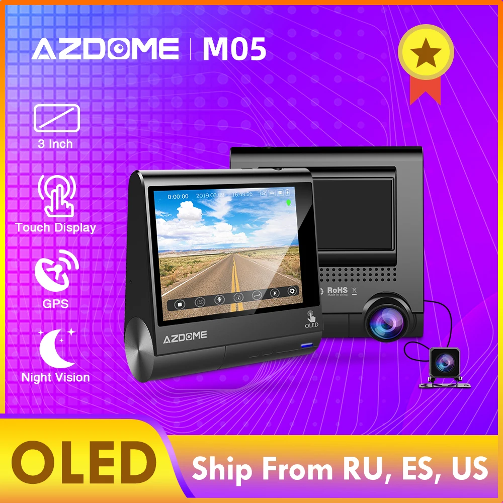 AZDOME M05 DVR 1080p HD видеорегистратор gps первый мир " OLED сенсорный экран Автомобильный видеорегистратор ночного видения Автомобильный Регистратор
