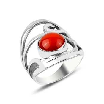

Silver 925 Sterling Coral Stone Handwork Ring