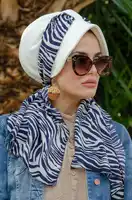 White dark blue zebra scarf