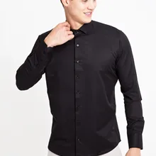 Kigili Menswear платье рубашки черный с длинным рукавом плед Высокое качество Slim Fit расправленный воротник Сделано в Турции