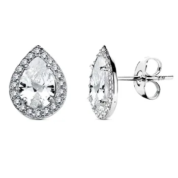 

Earrings 18k white gold teardrop zircons 10mm. [AB3117]
