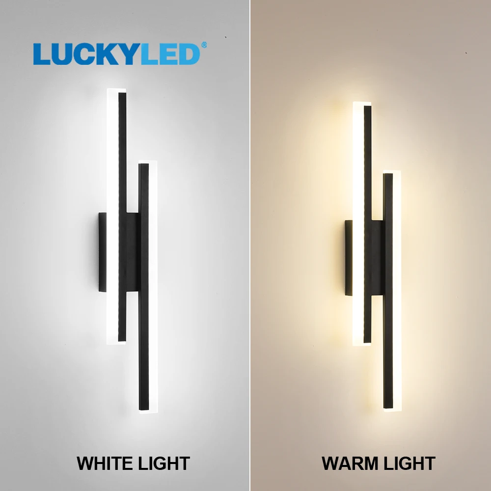 Luckyled 벽 스콘스 램프, 블랙 12W 벽 조명, 거실 침대 옆 실내 조명, AC 85-265V, 침실용 모든 Led 벽 램프