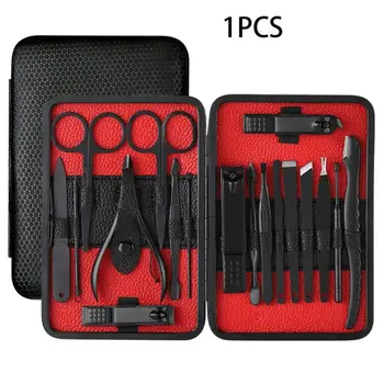 

Black Stainless Steel Beauty Set 18-piece Set Nail Clippers Pedicure Knife Practical Nail Art Manicure Tool Set