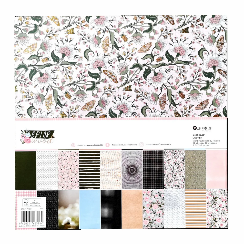 

CRZCrafter 12 Inch Scrapbooking Designer Papers 20 Sheets Craft Pattern Paper Pack Background For Decoration Acid Free 305x305mm