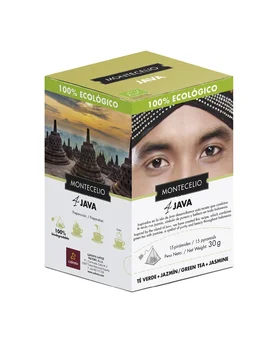 

MONTECELIO Ecological Green Tea With Jasmine In Pyramids. Green tea Java. Box With 15 Pyramids