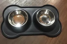 Cuenco doble antideslizante para perros y gatos, tapete de silicona, duradero, de acero inoxidable, Alimentador de agua, Alimentación de Mascotas, para beber