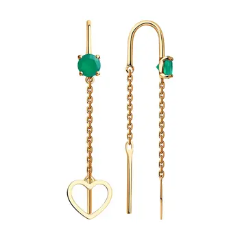 

Sokolov drop earrings with stones in gold with agate, fashion jewelry, 585, women's male, long earrings