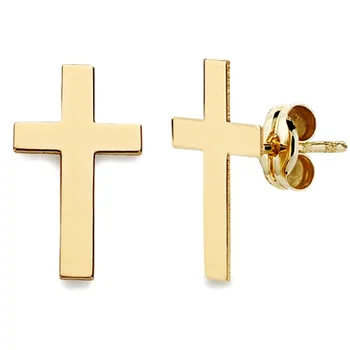 

Earrings 18k gold cross smooth 12mm. [AB2935]