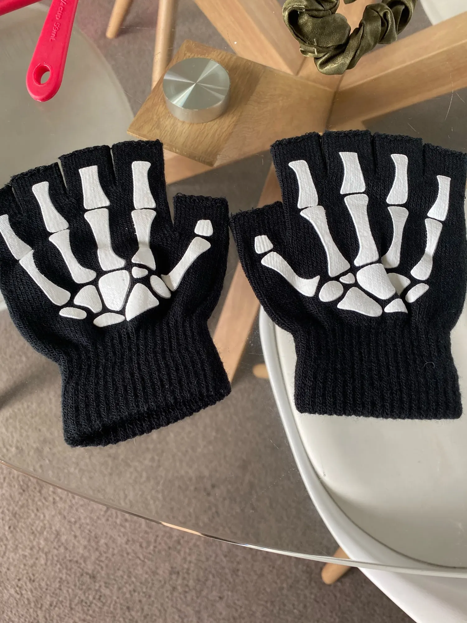 Knitting Half Finger Glove with Skeleton photo review