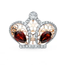 Gold brooch with cubic zirconia and Garnet SUNLIGHT test 585