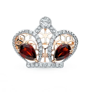 

Gold brooch with cubic zirconia and Garnet sunlight sample 585