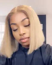 Peluca Bob de rubio miel, peluca recta de Bob corto, peluca brasileña transparente con encaje frontal, pelucas de cabello humano para mujeres negras prearrancadas, 613