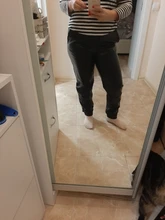 Pants Pencil-Trousers Faux-Leather Winter Women Pocket Streetwear Loose Autumn Black