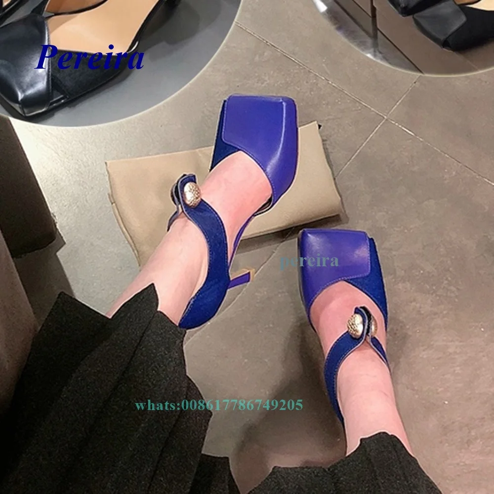 Square Toe Hollow Pumps 2022 New Designer Women Shoes Cut Out Stiletto High Heels Side Air Buckle Purple Black Summer Shoes Sexy