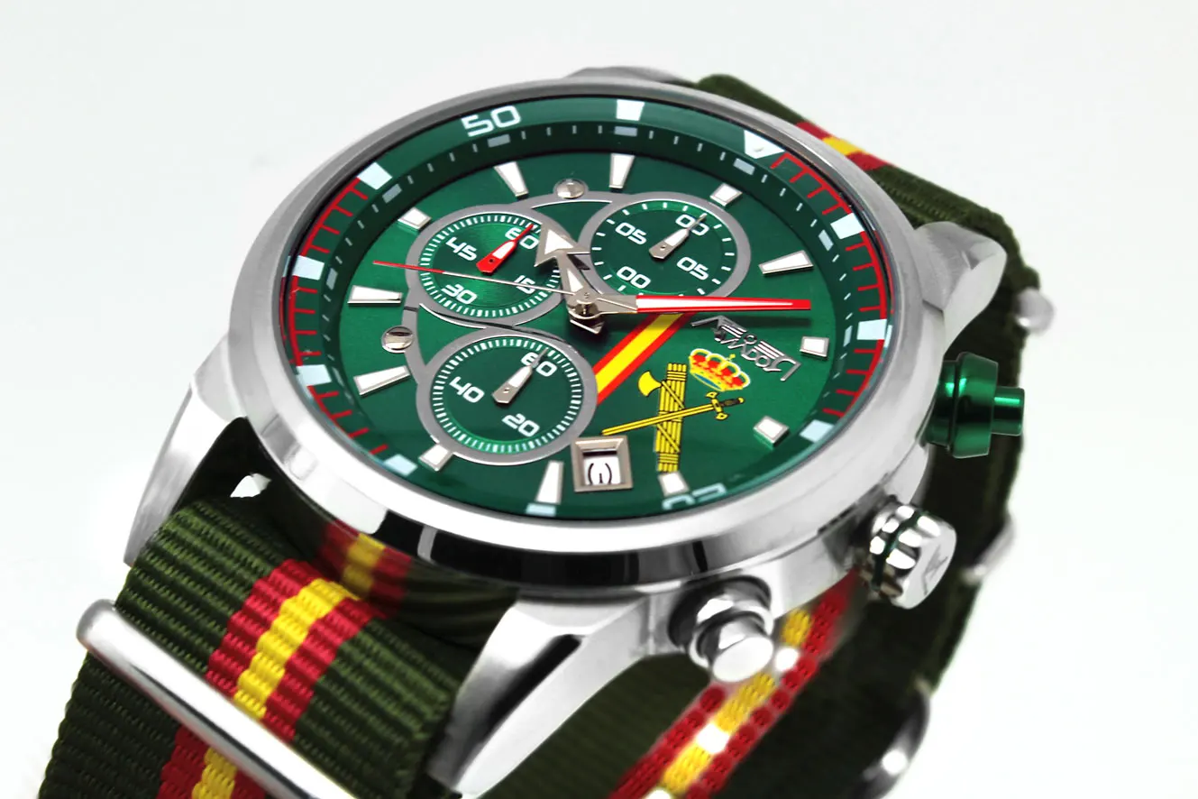 Jabón objetivo Increíble Watch Aviator Civil Guard Sphere Green With Shield Civil Guard AND Flag  AV-1060-39-NV