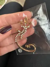Jiao Yu-pendientes Geckos con cristales estilo gótico Punk para mujer, aretes con cristales, Color dorado, plateado, diamantes de imitación, 1 unidad