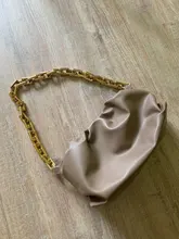 Bolso de mano de día para mujer, cadena dorada gruesa, pinza para masa, bolso de hombro, bolsa de hombro, Baguette plisado, 2021