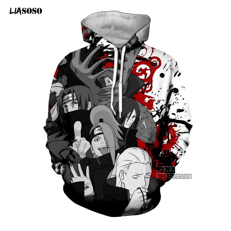 LIASOSO, 3D принт, унисекс, аниме, Наруто, Akatsuki, Учиха Итачи, деидара, боль, Сасори, повседневные толстовки с капюшоном, толстовка, топы, X2646