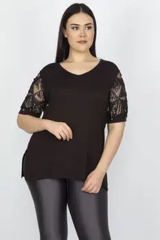 

Sans Textile Women 'S Black Sleeve Accessorized Viscose Blouse 65 N16131