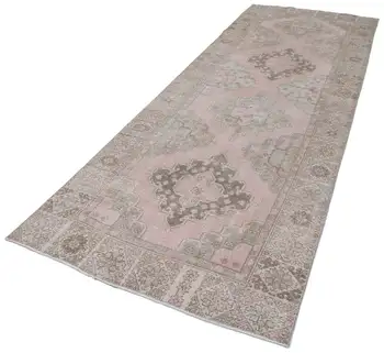 

133x382 Cm Beige Handmade English Vintage Runner Rug-4x12 Ft