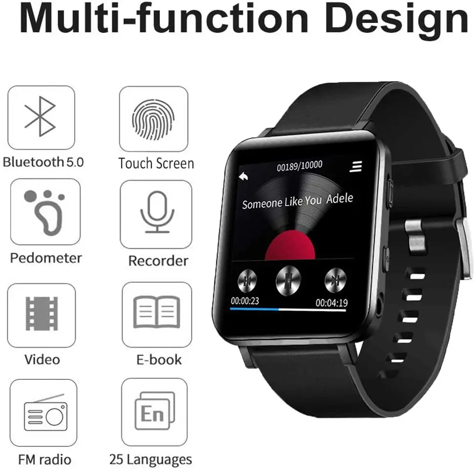 16GB Clip MP3 Player with Bluetooth Sports Watch