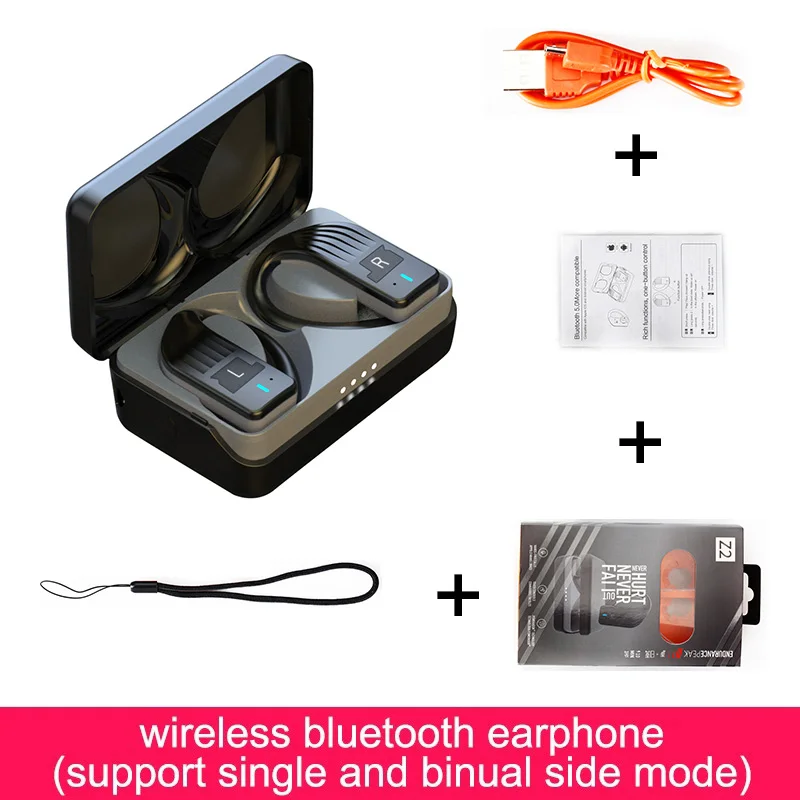 BK With Box Дропшиппинг Новые Tws Bluetooth наушники беспроводные наушники спортивные наушники Заушное крепление наушников Blutooth игровая гарнитура наушники - Цвет: BK With Box