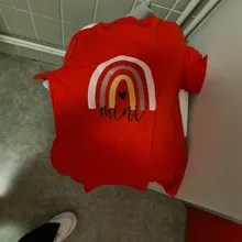 Camiseta a juego con estampado de Arco Iris para madre e hija, camiseta de manga corta con apariencia familiar, ropa de madre e hija, 1 unidad