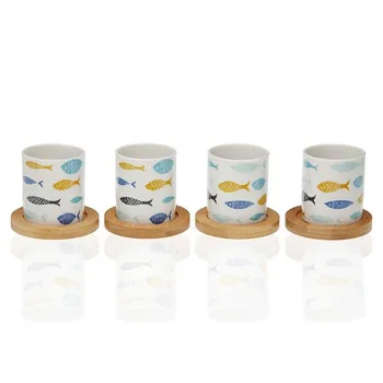 

Piece Coffee Cup Set Blue Bay Bamboo Porcelain (4 pcs)