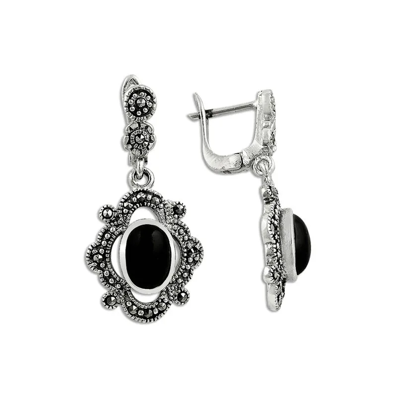 

Armagano Onyx & Marcasite Earrings