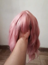 Msholy-peluca ondulada rosa con flequillo Bob corto, Pelo Rizado Bob, pelucas púrpuras sintéticas Rojas, rubias y verdes, Cosplay de alta temperatura
