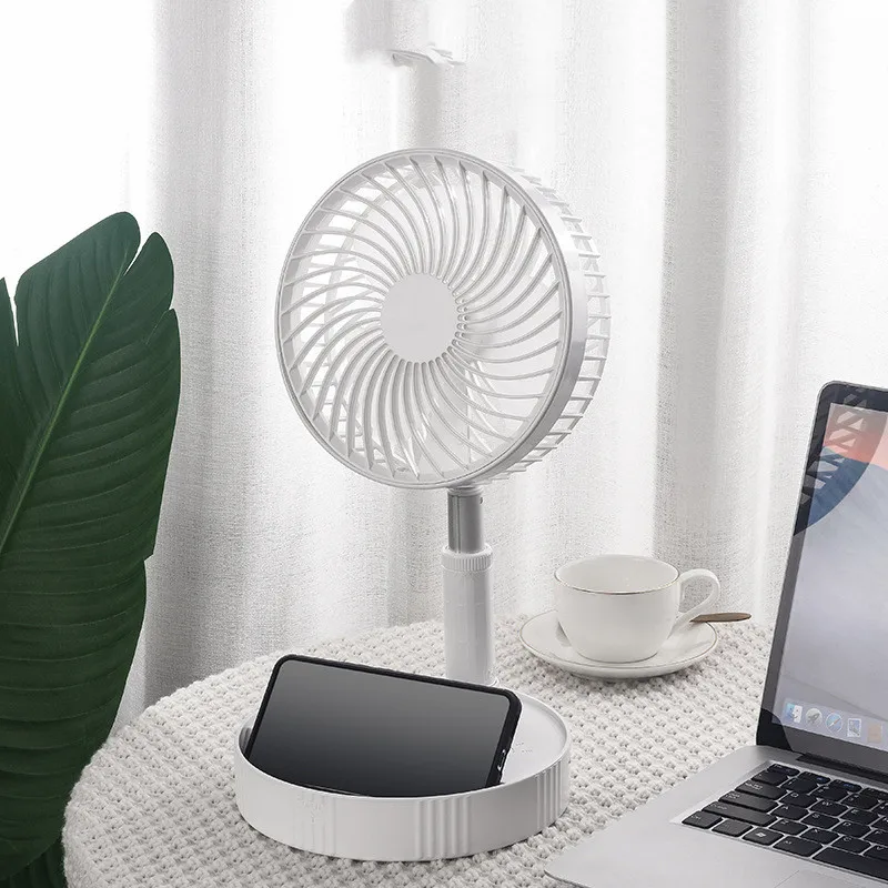 Portable Fan Rechargeable Mini Folding Telescopic Floor Low Noise Summer Fan Cooling For Household Bedroom Office