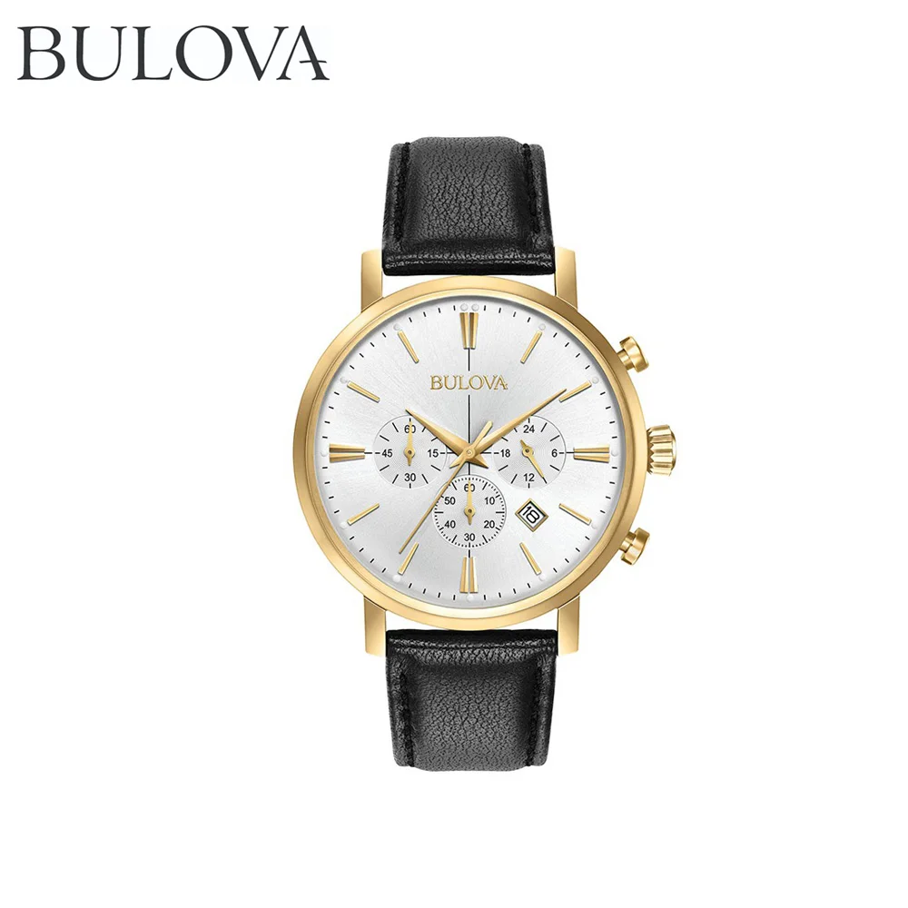 Наручные часы Bulova 97B155 мужские с кварцевым хронографом на кожаном
