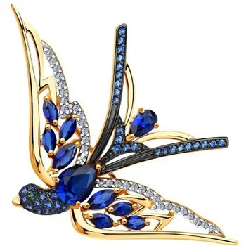 

Sokolov brooch with cubic zirconia and corundum in red gold