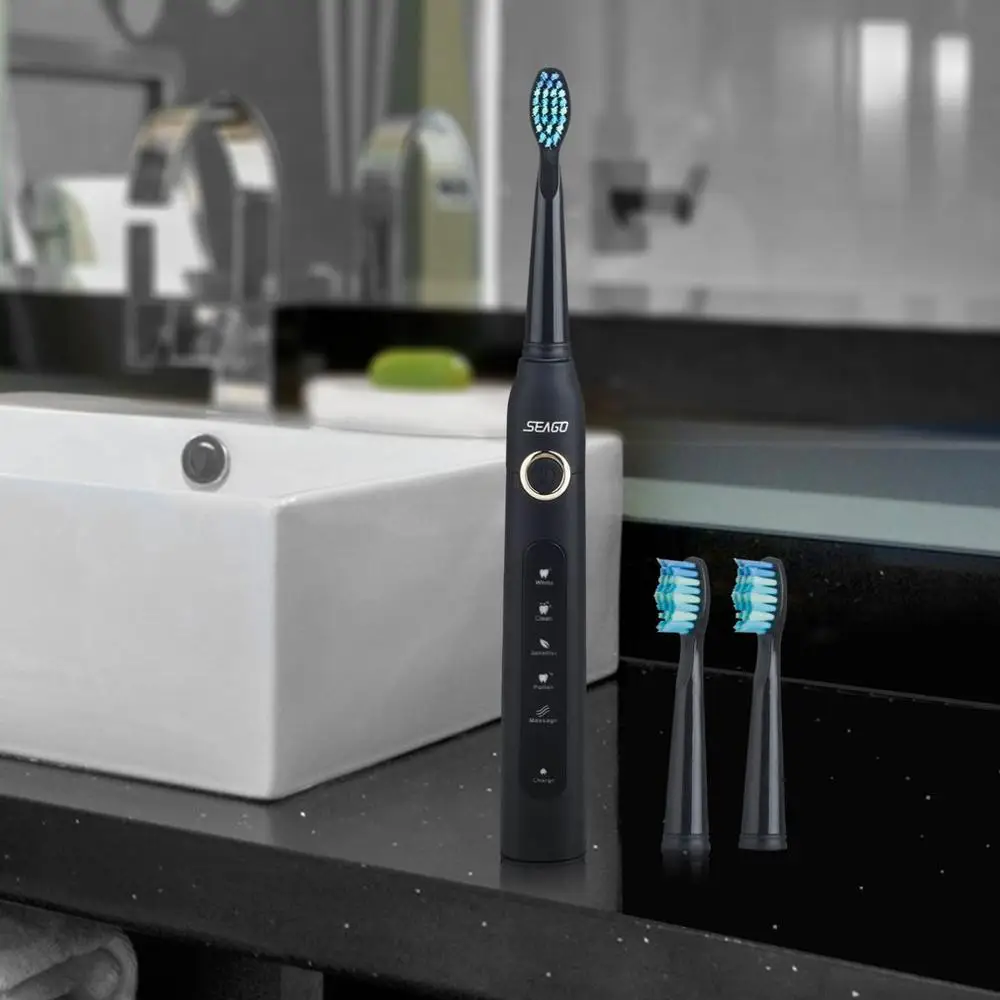 Seago SG-507 USB Rechargeable Sonic Electric Toothbrush Adult Waterproof Deep Clean Teeth Whitening Brush + 2 Replacement Heads Seago SG-507 USB Rechargeable Sonic Electric Toothbrush Adult Waterproof Deep Clean Teeth Whitening Brush + 2 Replacement Heads