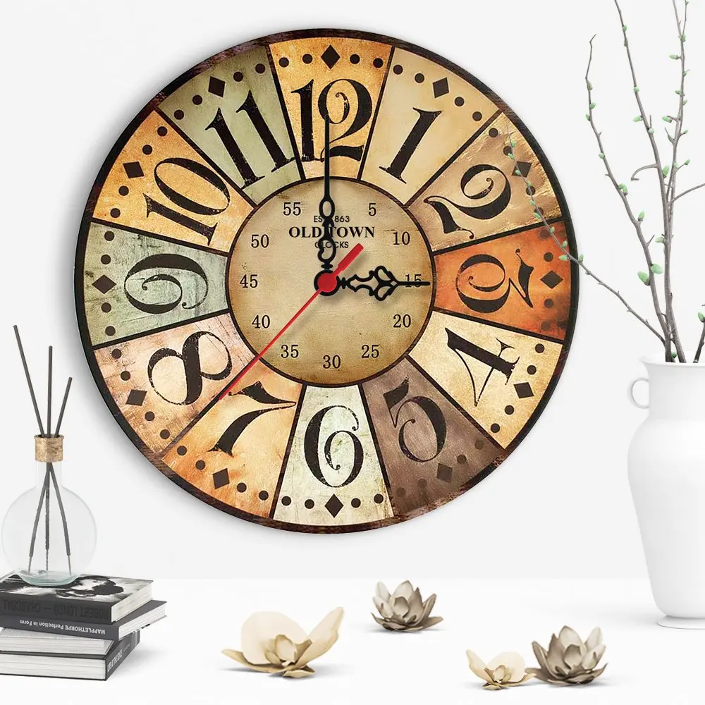 

Decorative Old Town Design Wood Vintage Wall Clock-8