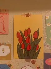 Tarjeta decorativa de tulipán de 13 hojas, bloque de Color geométrico de flor inglesa, postal artesanal, pegatina de pared, accesorios para fotos, tarjetas de felicitación