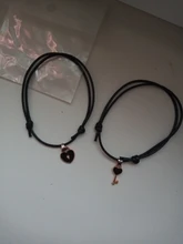Conjunto de 2 uds. De pulsera de moda para parejas, brazalete de cuerda de diseño de Color negro con llave de bloqueo, joyas de envío al por mayor y directo